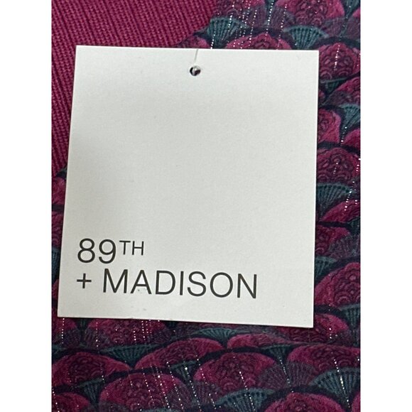 89th Madison NWT Medium Sheer Magenta Haze Knit Peplum Top Mesh Balloon Sleeves - Picture 11 of 12